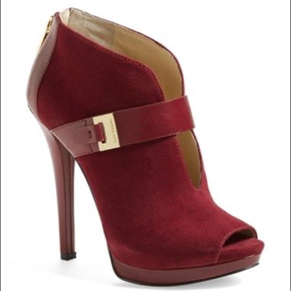 Michael Kors Guiliana Burgundy Peep Toe Platform Heels